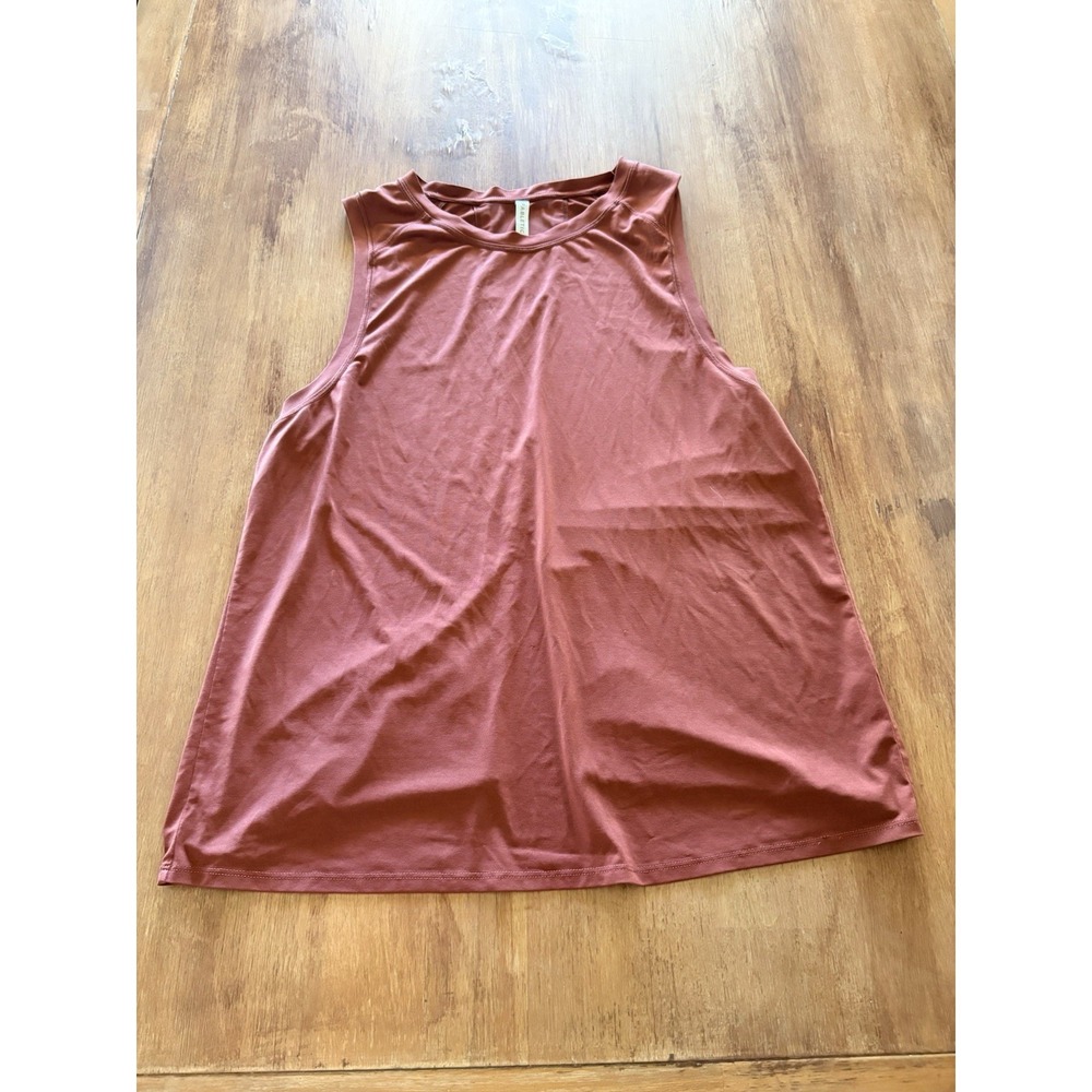 Fabletics‎ Women's Brown Orange Open Back Mesh Tank Top Sz Large L